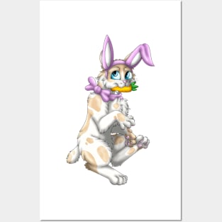 Bobtail BunnyCat: Cream Bicolor (Pink) Posters and Art